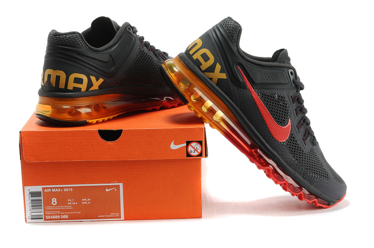 Nike Air Max 2013 Chaussures Hommes Noir Rouge Orange (1)